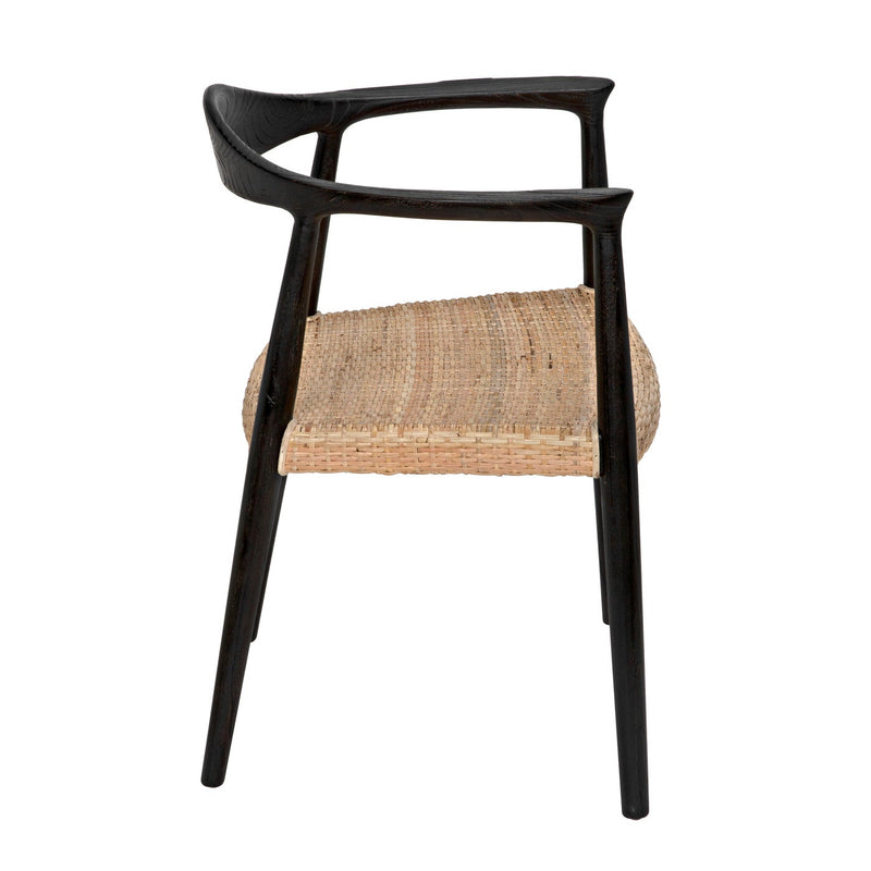 Dallas Chair, Black Burnt with Rattan