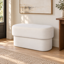Andrea Cream 31-inch performance velvet storage bench in an entryway — AI-styled setting