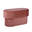 Andrea Salmon 31-inch performance velvet storage bench — three-quarter view