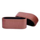 Andrea Salmon 31-inch performance velvet storage bench — interior storage with lid removed
