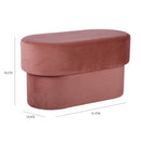 Andrea Salmon 31-inch performance velvet storage bench — dimension diagram