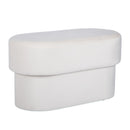 Andrea Cream 31-inch performance velvet storage bench — three-quarter view