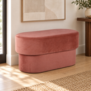 Andrea Salmon 31-inch performance velvet storage bench in an entryway — AI-styled setting