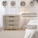 Byron Dupe light oak nightstand charging and storage features