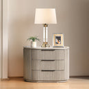 Byron Dupe light oak nightstand on a white background