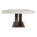 Cairo - Italian Modern Faux Marble & Pecan Elm Extendable Dining Table