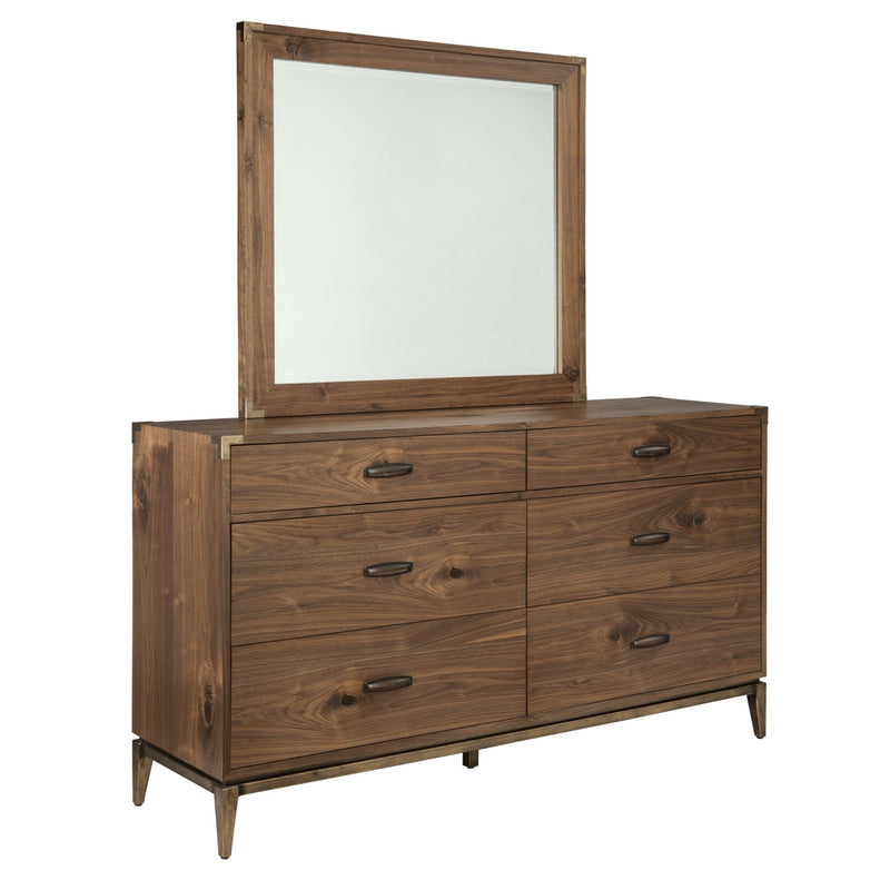 Adler Beveled Glass Mirror in Natural Walnut