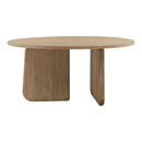Bondi 62-inch round acacia dining table in weathered natural, three-quarter view