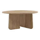 Bondi 62-inch round acacia dining table in weathered natural, front view