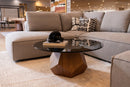 Modrest Rackham Modern Walnut & Smoked Glass Coffee Table