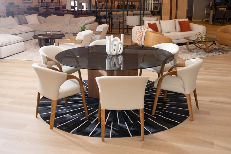 Modrest Kaye - Modern Walnut + Glass 71" Round Dining Table