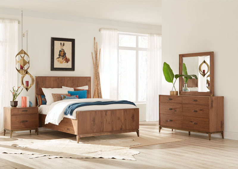 Adler Beveled Glass Mirror in Natural Walnut