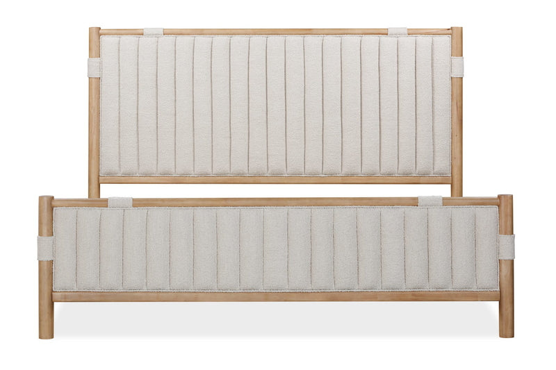 Furano Upholstered Panel Bed in Ginger and Brun Boucle