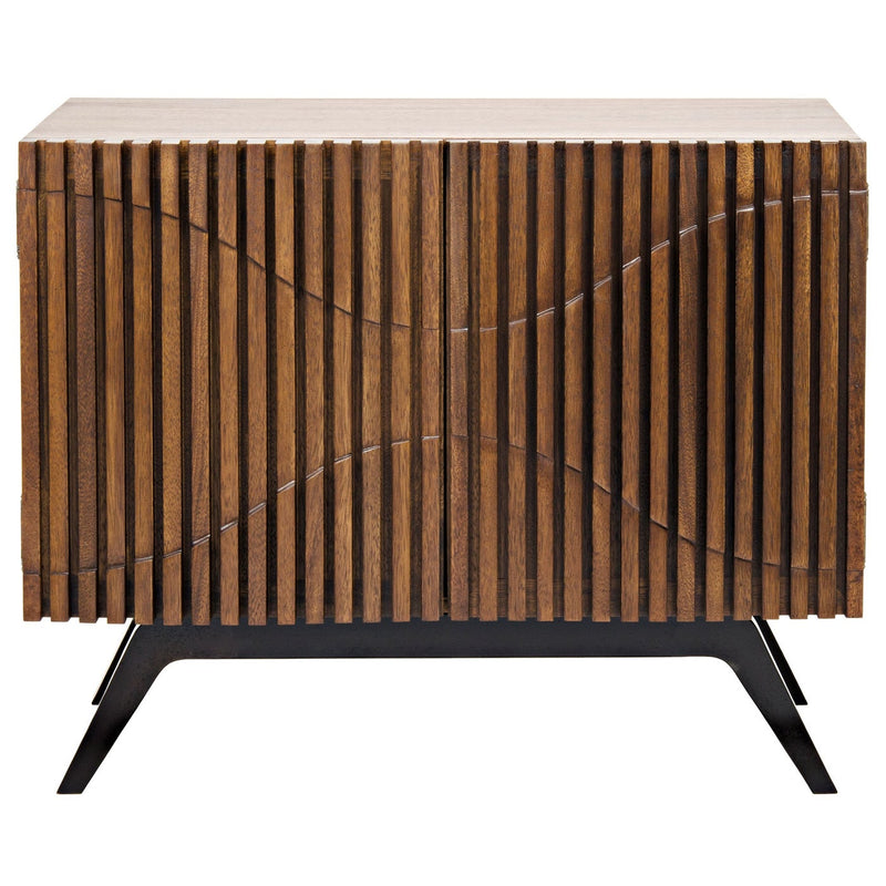 Illusion Single Sideboard with Steel Base, Dark Walnut