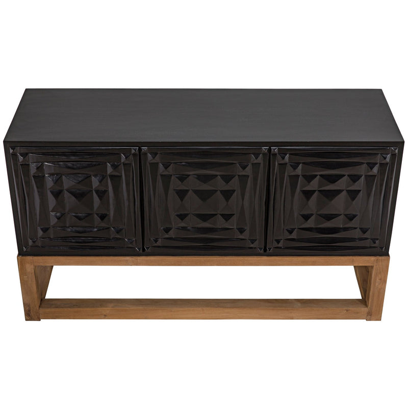 Oliver Sideboard, Hand Rubbed Black with Teak Base