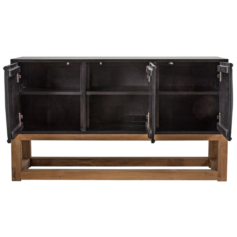 Oliver Sideboard, Hand Rubbed Black with Teak Base