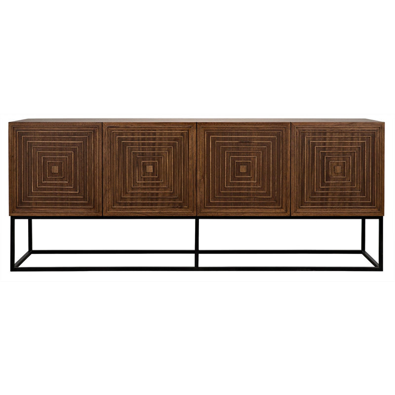 Lanon Sideboard with Steel Base, Dark Walnut