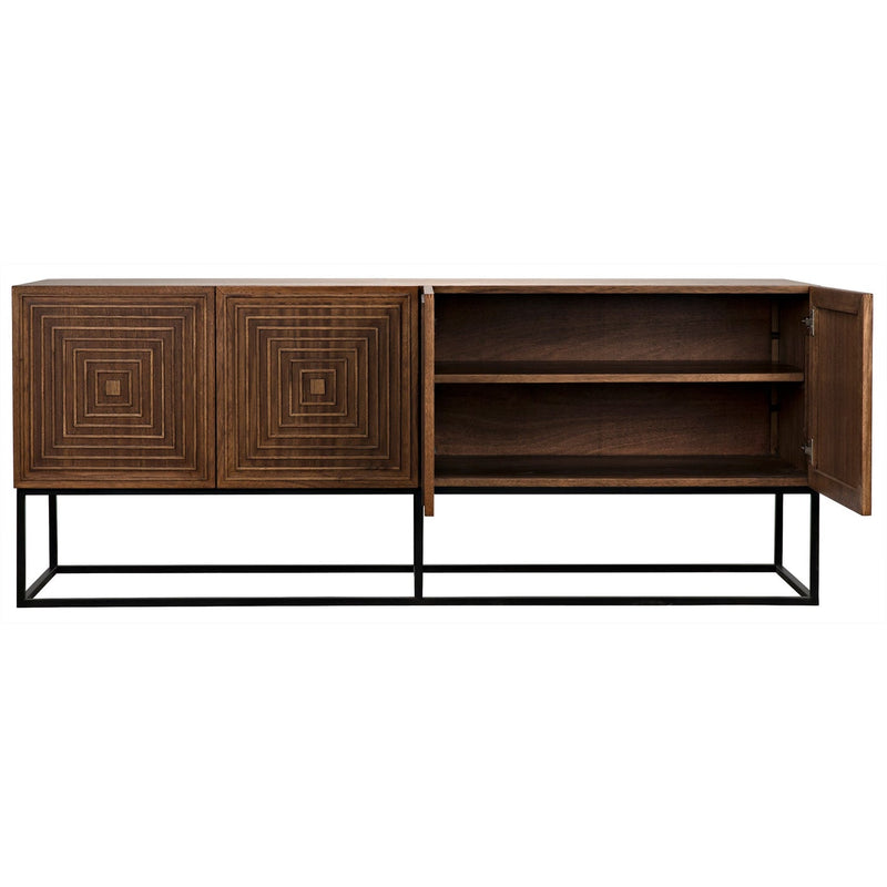 Lanon Sideboard with Steel Base, Dark Walnut