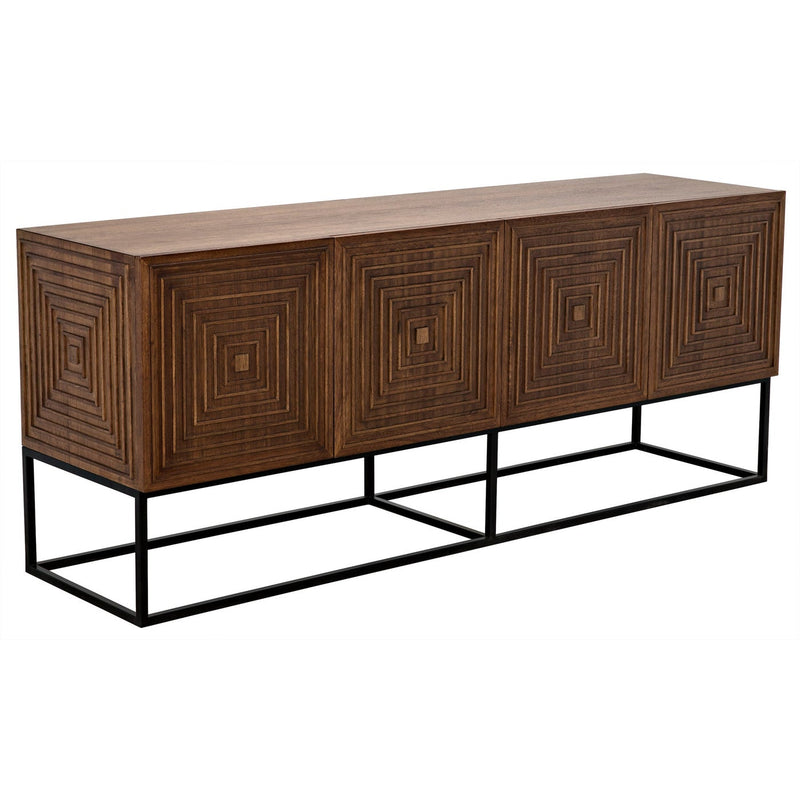 Lanon Sideboard with Steel Base, Dark Walnut