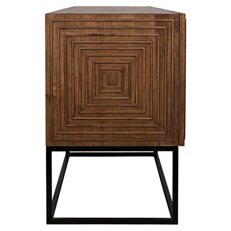 Lanon Sideboard with Steel Base, Dark Walnut