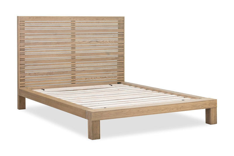 Batten Solid Oak Slatted Platform Bed in Blonde