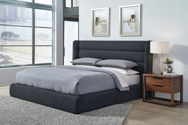 Frank Upholstered Wingback Platform Bed in Ember Boucle