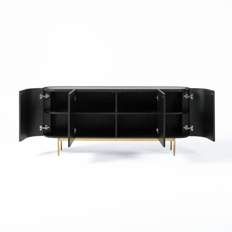 Modrest Bowie - Mid-Century Modern Black Oak + Brass Buffet
