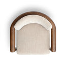 Irma taupe textured velvet upholstery and wood frame detail