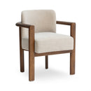 Irma taupe textured performance velvet dining chair front view