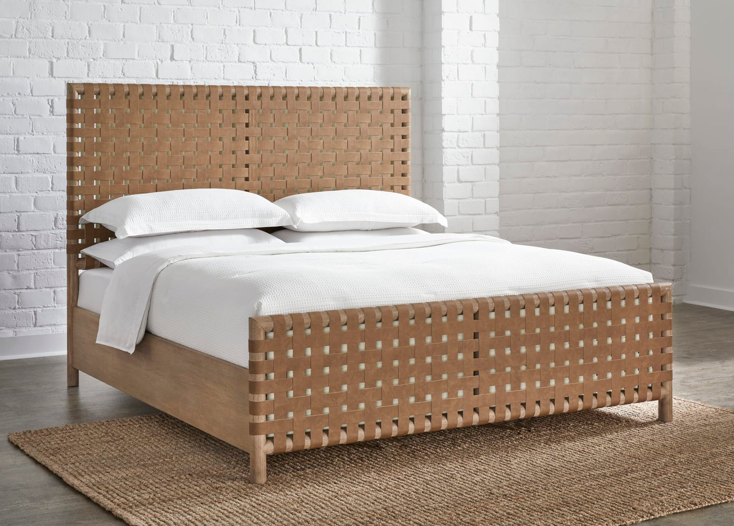 Dorsey Woven Panel Bed in Granola and Ginger
