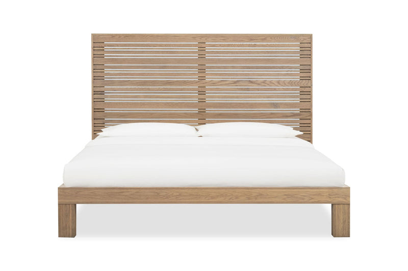 Batten Solid Oak Slatted Platform Bed in Blonde