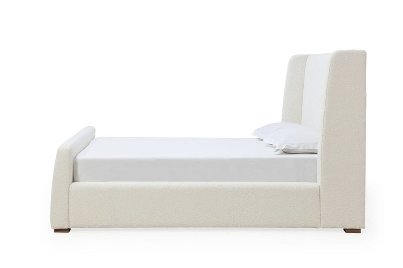 Presley Upholstered Wingback Platform Bed in Cottage Cheese Boucle