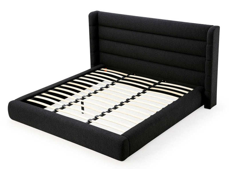 Frank Upholstered Wingback Platform Bed in Ember Boucle