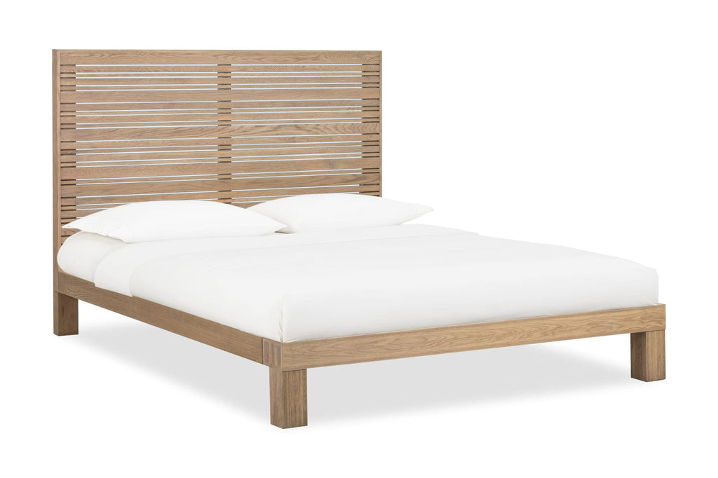 Batten Solid Oak Slatted Platform Bed in Blonde – Hollywood Glam Furnitures