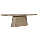 Marci 94-inch dining table in weathered natural acacia wood, angled view