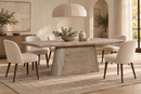 Marci 94-inch weathered natural acacia dining table styled in a warm luxury organic-modern dining room