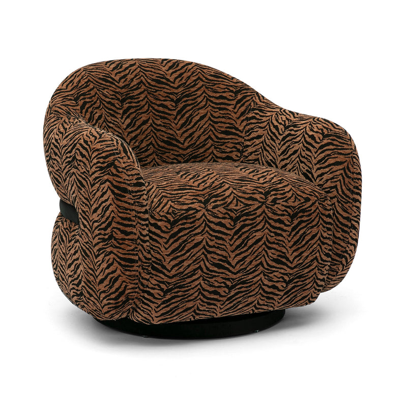Salma Swivel Accent Chair in Animal Print - front view