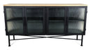 Aere Four Door Ribbed Glass Sideboard in Natural Ash and Black