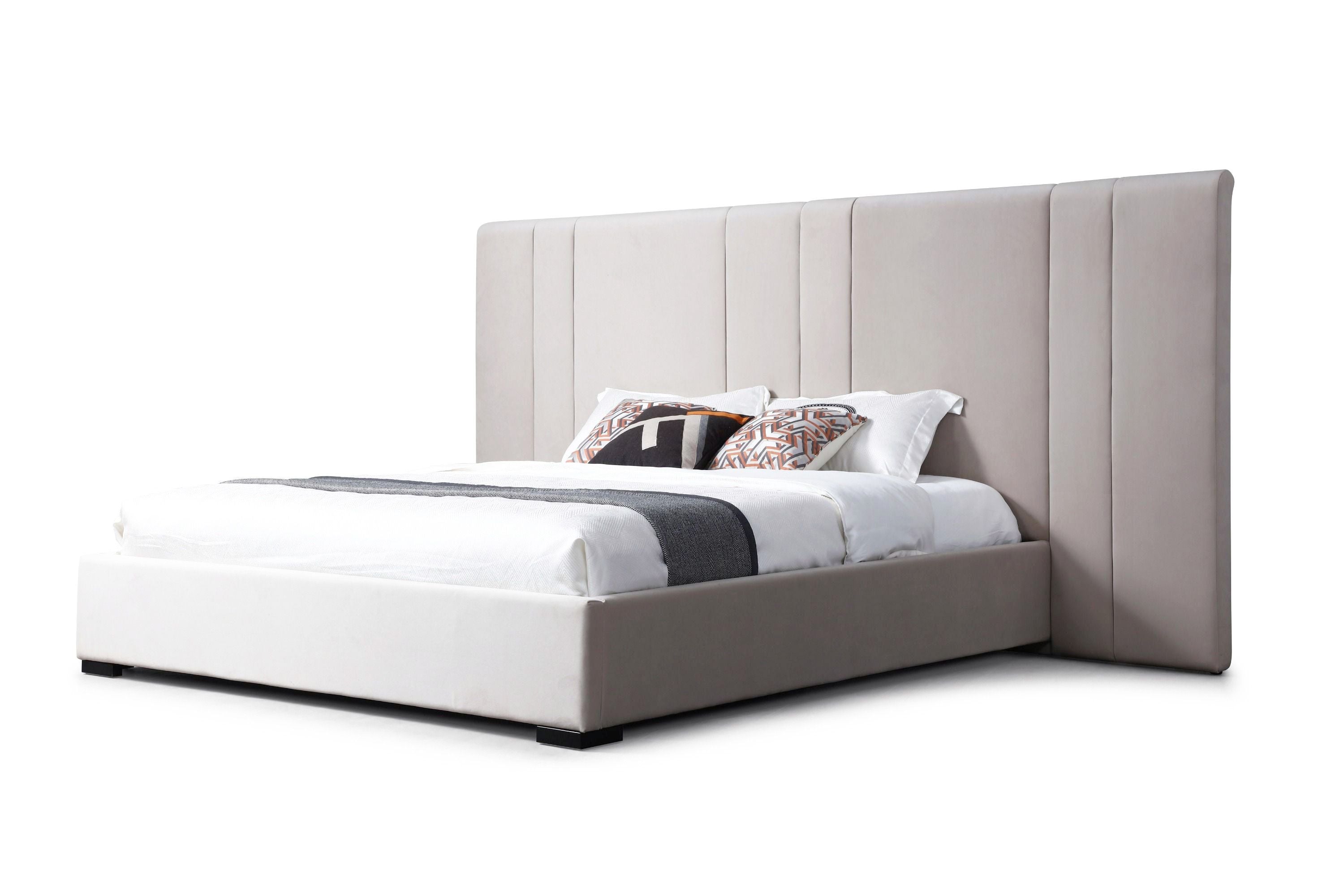 Penelope - Modern Grey Velvet Bed