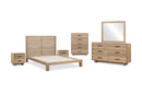 Batten Solid Oak Slatted Platform Bed in Blonde