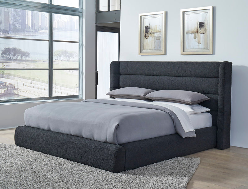 Frank Upholstered Wingback Platform Bed in Ember Boucle