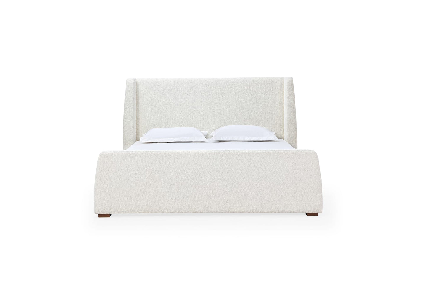 Presley Upholstered Wingback Platform Bed in Cottage Cheese Boucle