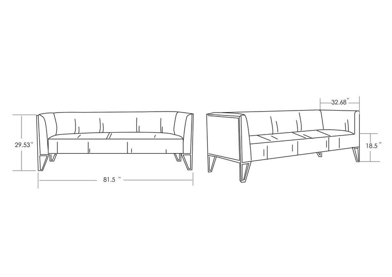 Vector 81" Velvet 3-Seat Sofa