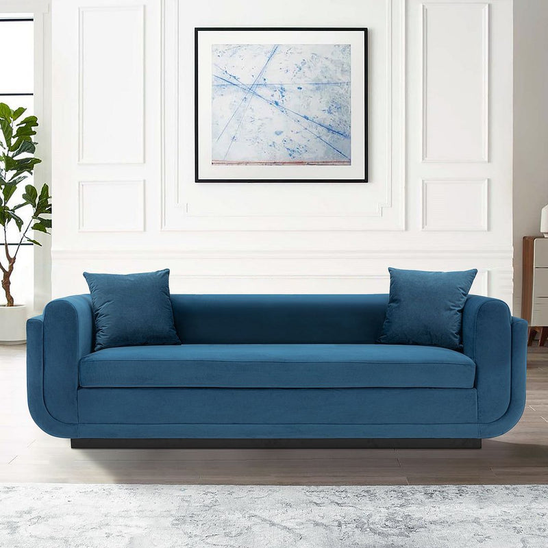 Contemporary Edmonda Velvet Sofa with Pillows