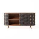 Modrest Sheridan - Mid-Century Modern Grey Fabric + Walnut Buffet