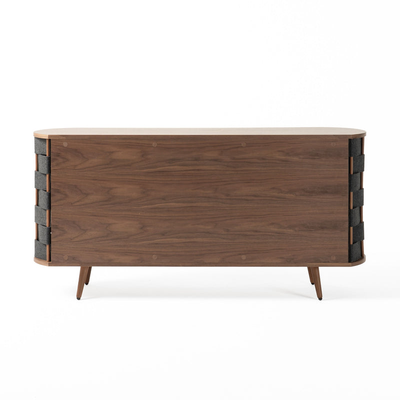 Modrest Sheridan - Mid-Century Modern Grey Fabric + Walnut Buffet