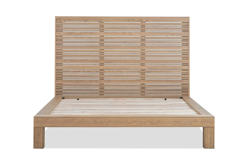 Batten Solid Oak Slatted Platform Bed in Blonde