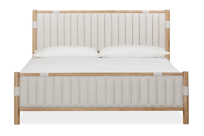 Furano Upholstered Panel Bed in Ginger and Brun Boucle