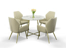 Modrest Swain Modern Faux Marble & Gold Round Dining Table