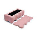 Thalia Pink velvet storage bench - side detail
